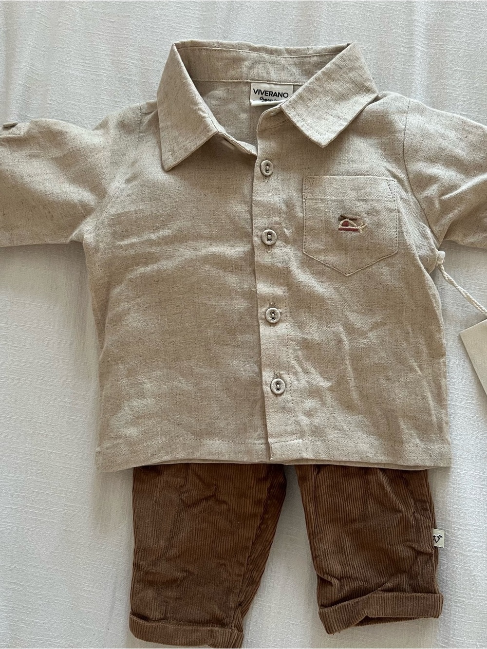 Organic Cotton Linen Baby Shirt & Corduroy Pants, 3-6 Months, NWT